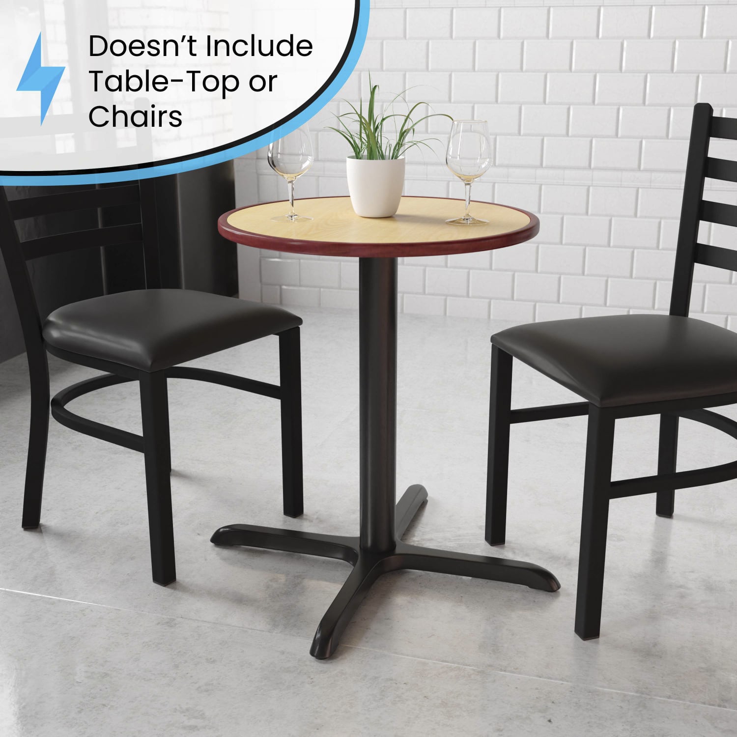 Flash Furniture Restaurant Table X-Base With 3ft"-Diameter Table-Height Column, 28-1/2inH x 30inW x 30inD, Black - Image 4