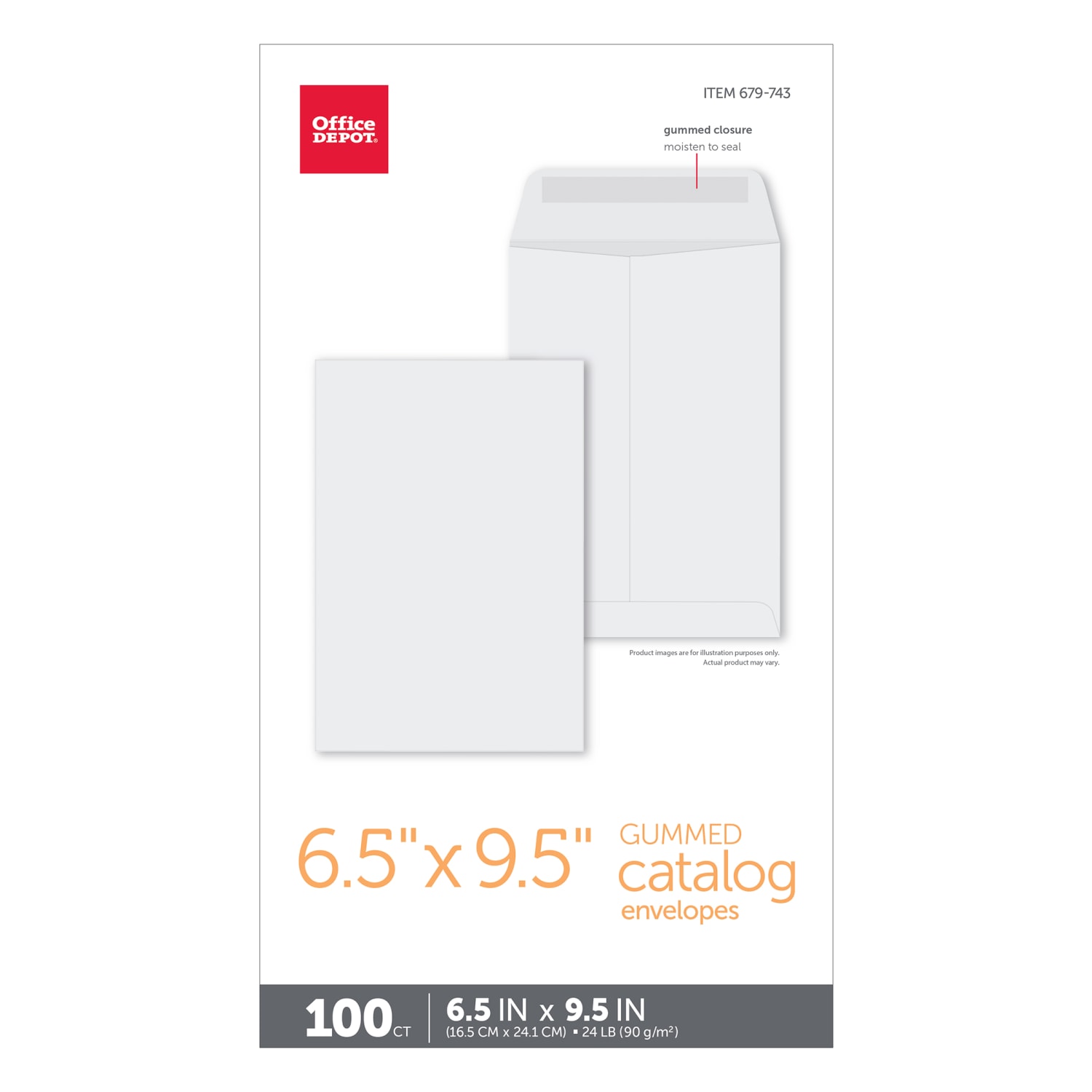 Office Depot Brand  6-1/2in x 9-1/2in Catalog Envelopes, Gummed Seal, White, Box Of 100 - Image 3