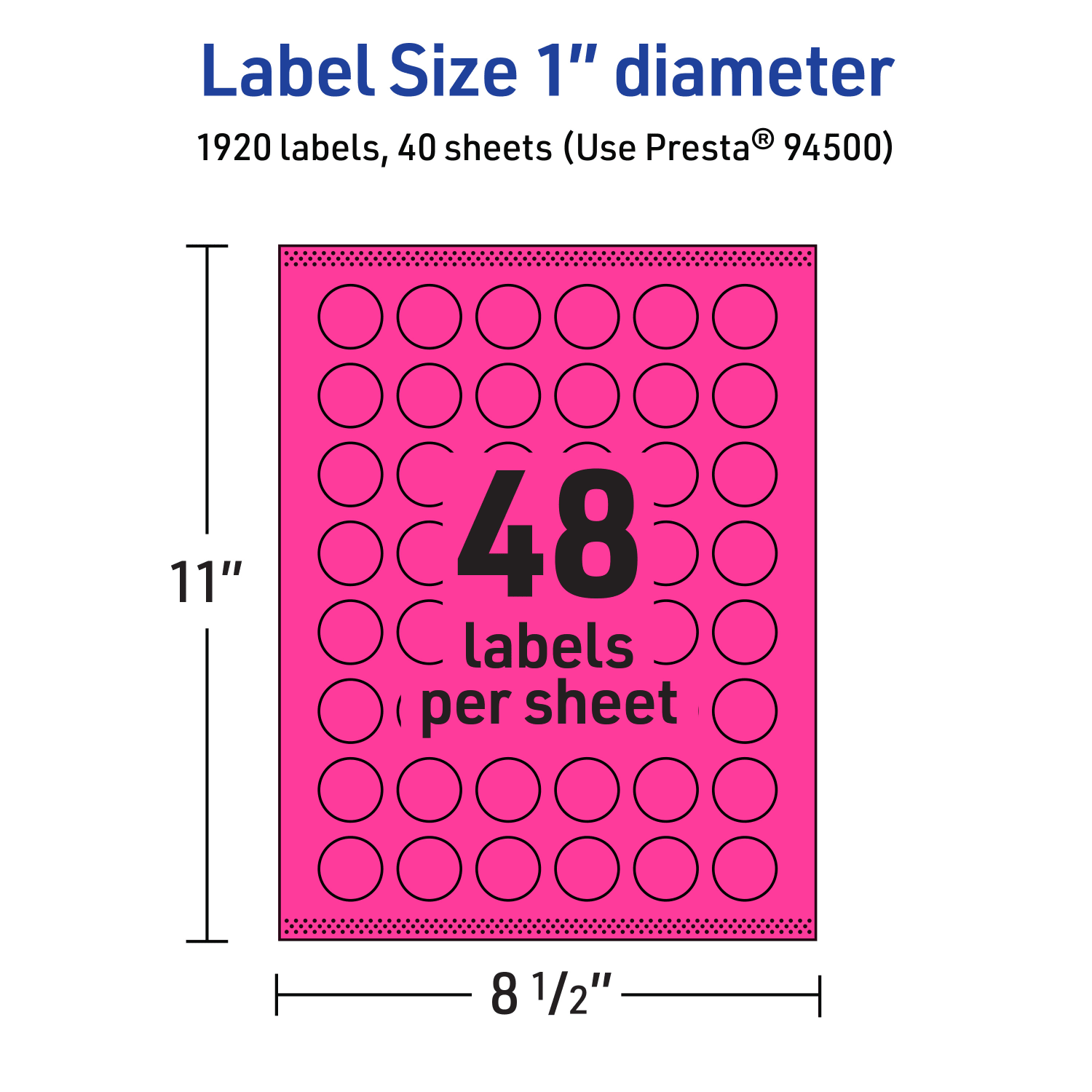 Avery Print-To-The-Edge Labels With Sure Feed Technology, 94500-NMP40, Round, 1in, Matte Neon Magenta, Pack of 1920 - Image 6