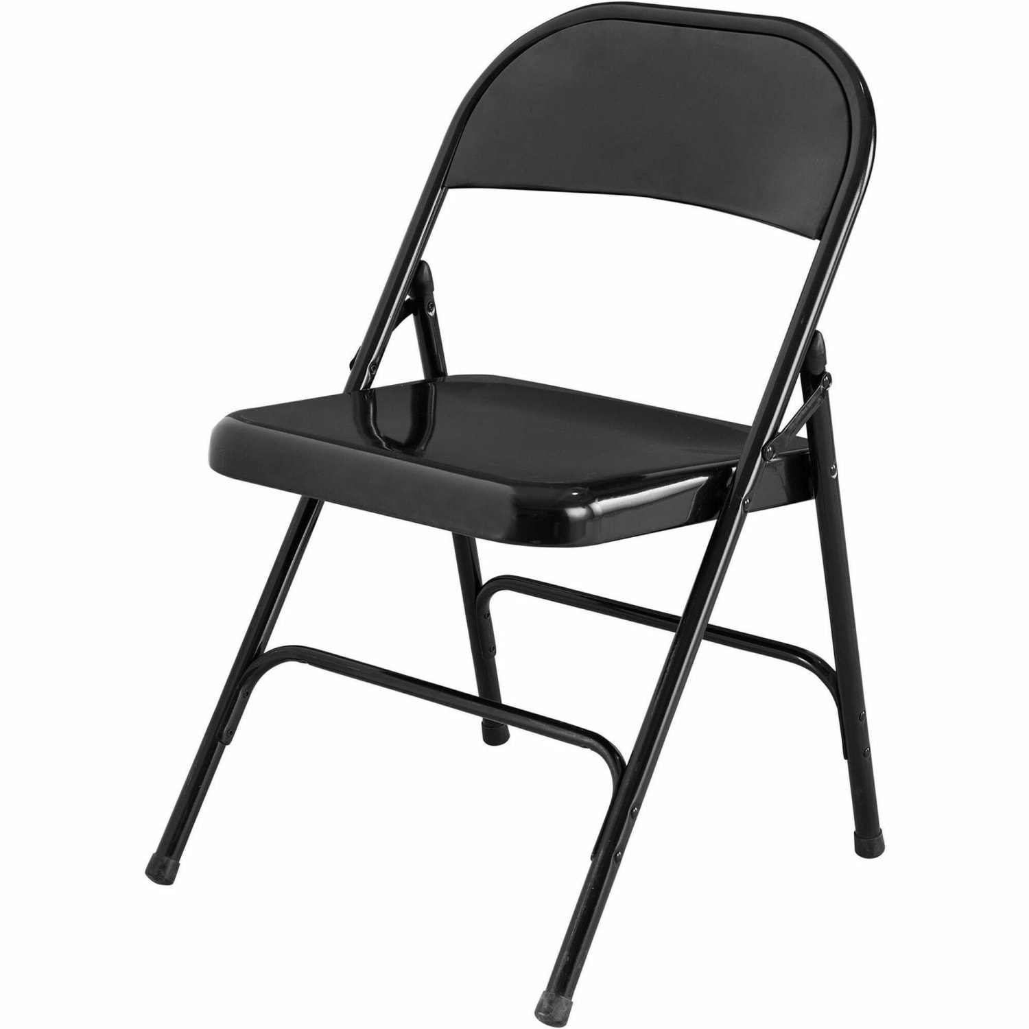 Lorell Metal Folding Chair, Black, Set Of 4 - Image 3