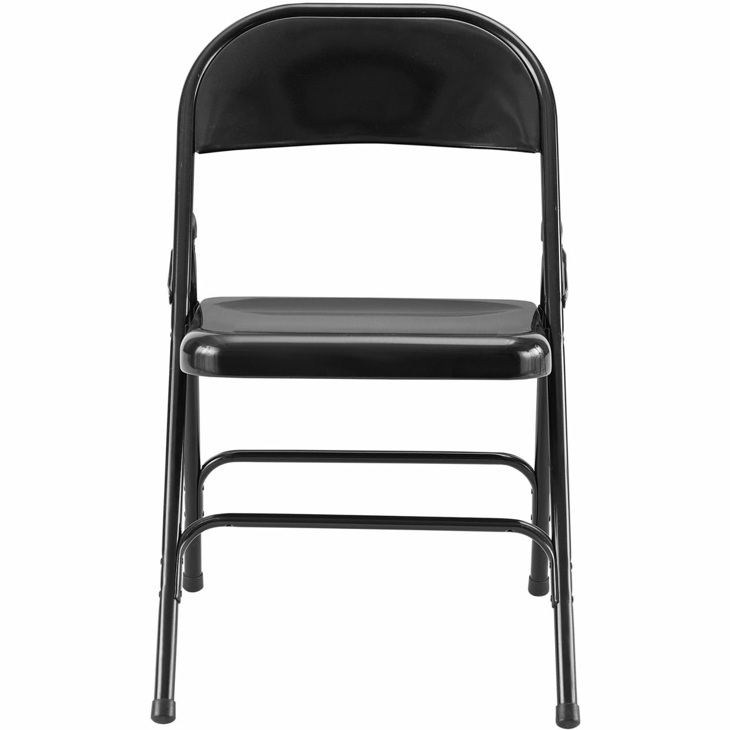 Lorell Metal Folding Chair, Black, Set Of 4 - Image 4