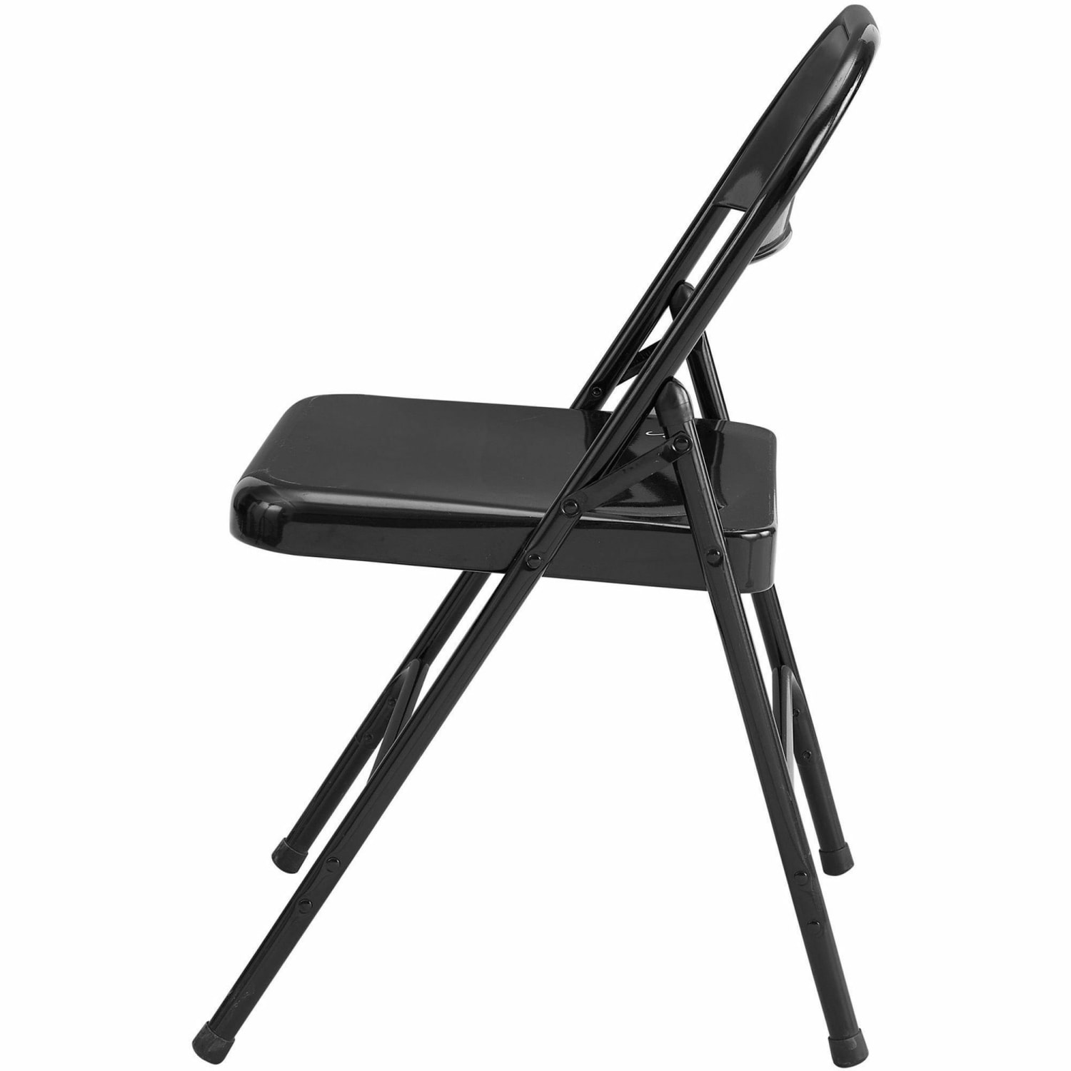 Lorell Metal Folding Chair Black Set Of 4 PopularChairscom