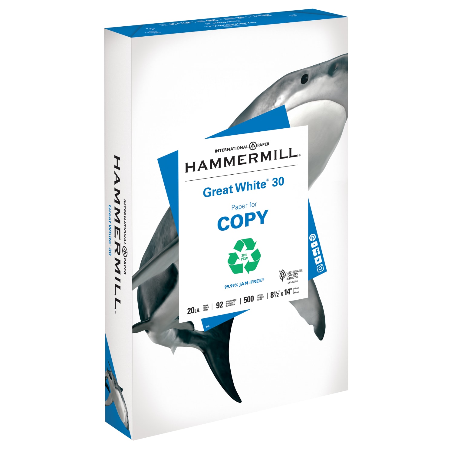 Hammermill Great White Copy Paper, 1 Ream, White, Legal (8.5in x 14in), 500 Sheets Per Ream, 20 Lb, 92 Brightness, 30% Recycled - Image 4