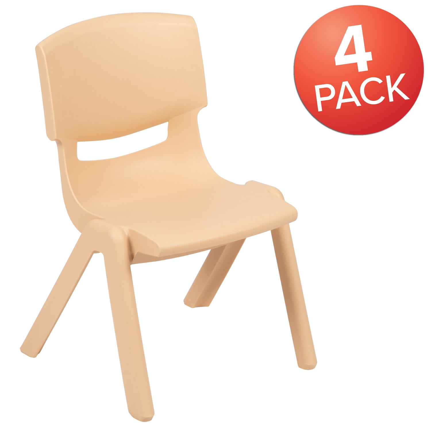 Flash Furniture Plastic Stackable School Chairs With 10-1/2in Seat Height, Natural, Set Of 4 Chairs - Image 3