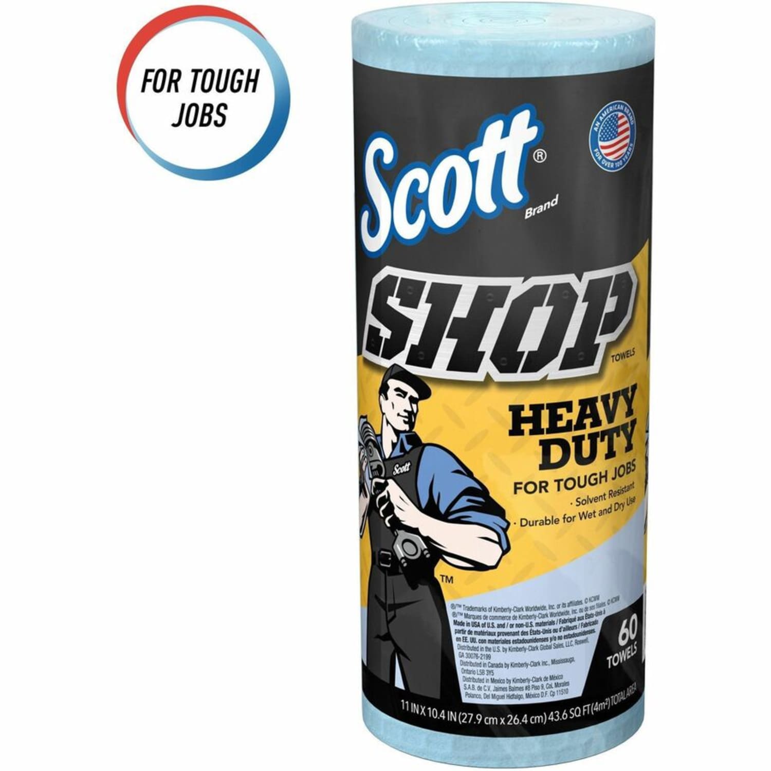 Scott Heavy Duty Shop Towels - 11in Width x 10.40in Length - 60 Sheets/Roll - Blue - Hydroknit - 12 / Carton - Image 3