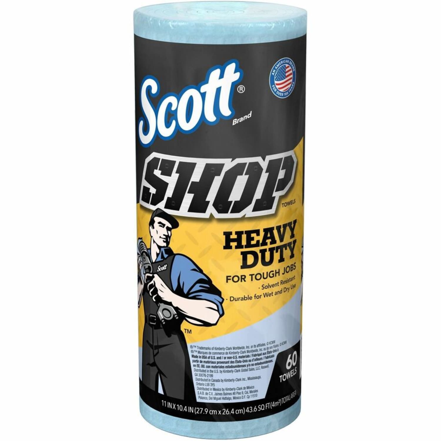 Scott Heavy Duty Shop Towels - 11in Width x 10.40in Length - 60 Sheets/Roll - Blue - Hydroknit - 12 / Carton - Image 4
