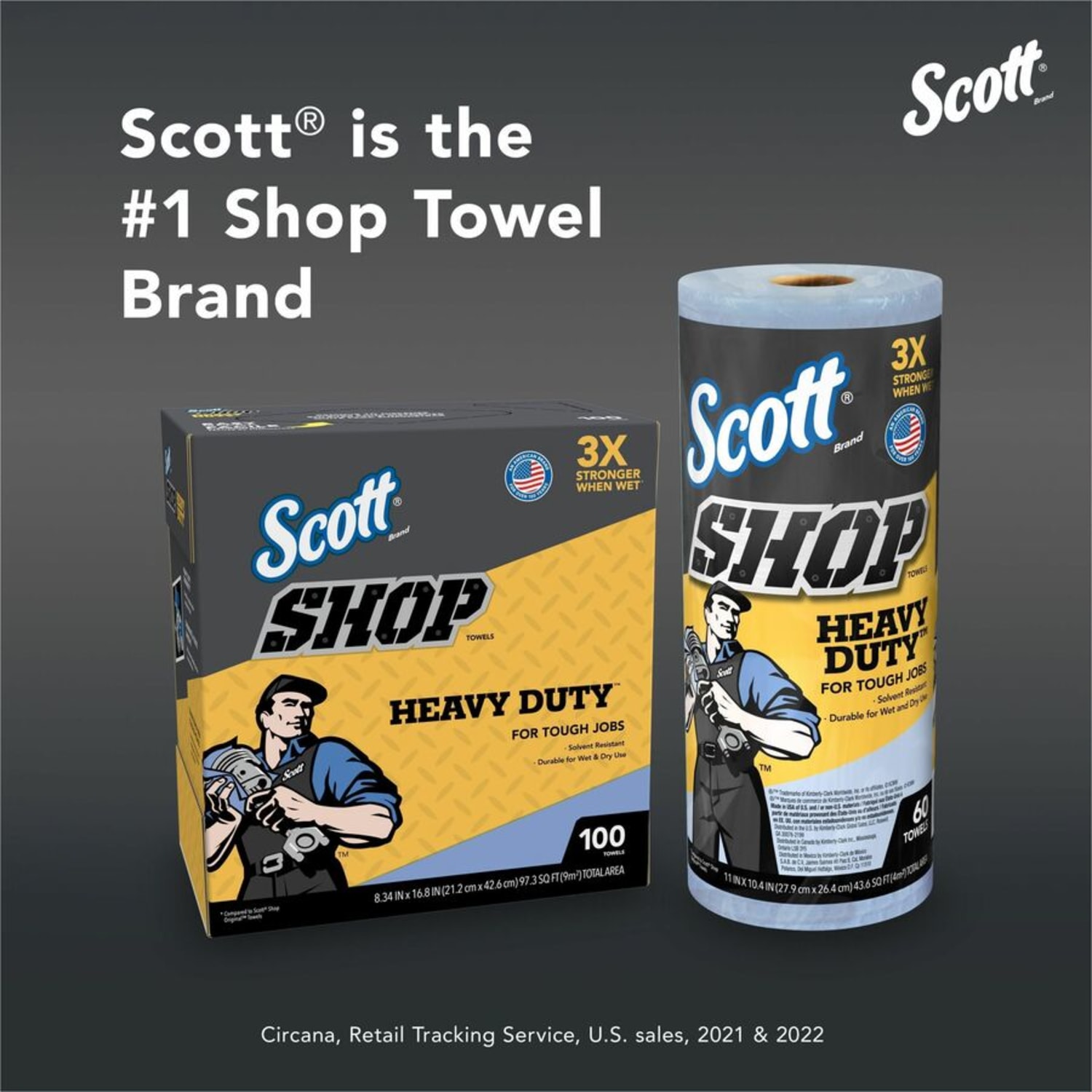 Scott Heavy Duty Shop Towels - 11in Width x 10.40in Length - 60 Sheets/Roll - Blue - Hydroknit - 12 / Carton - Image 5