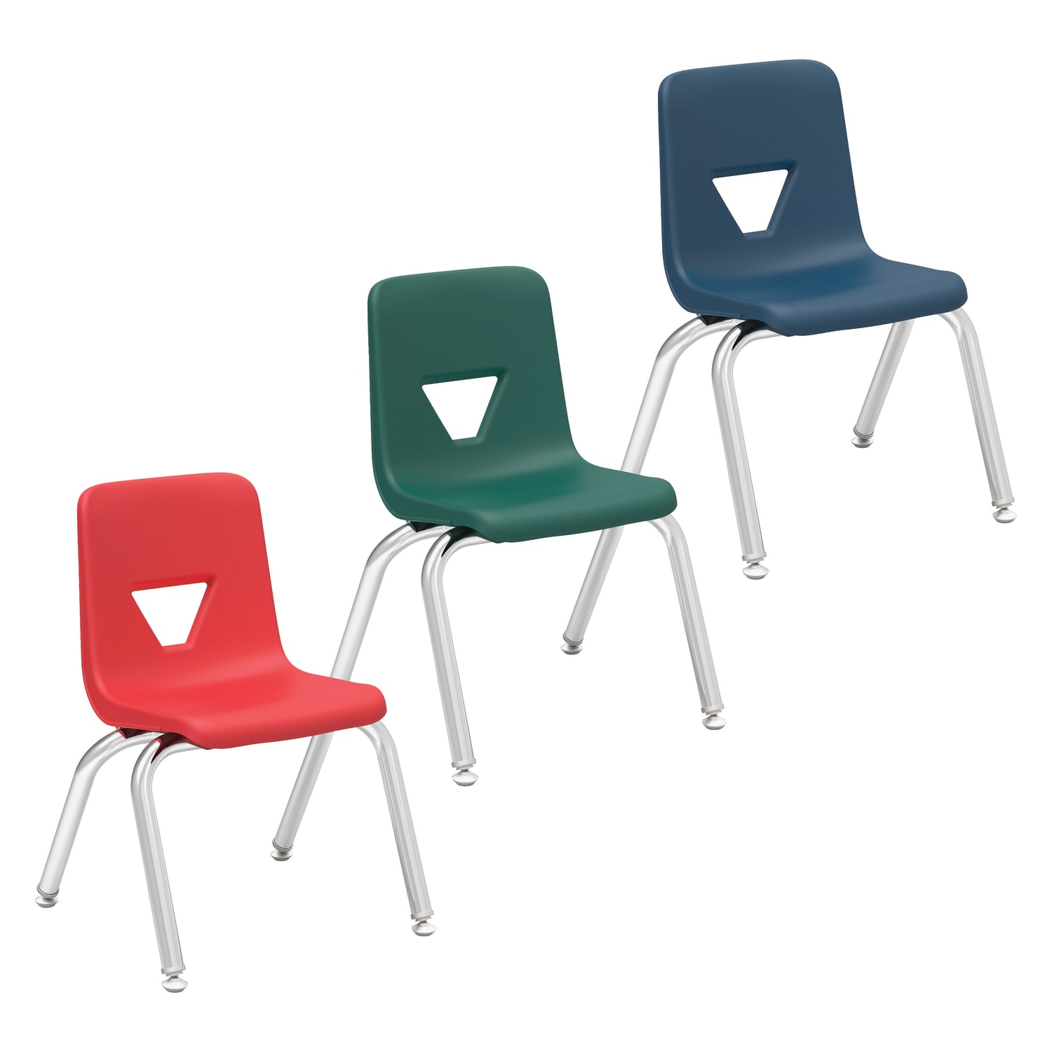 Lorell Classroom Student Stack Chairs, 12inH Seat, Navy/Silver, Set Of 4 - Image 7