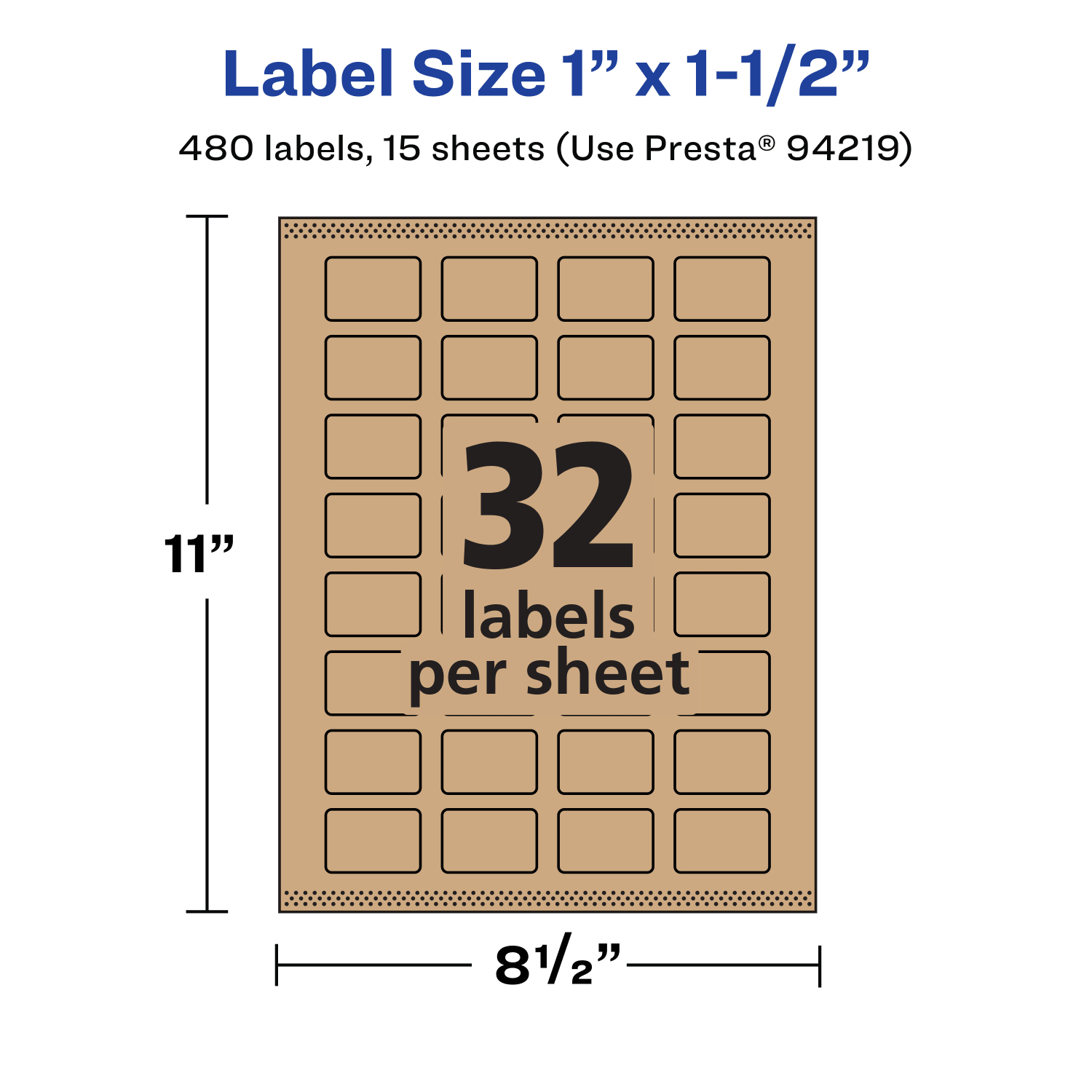 Avery Kraft Permanent Labels With Sure Feed, 94219-KMP15, Rectangle, 1in x 1-1/2in, Brown, Pack Of 480 - Image 6
