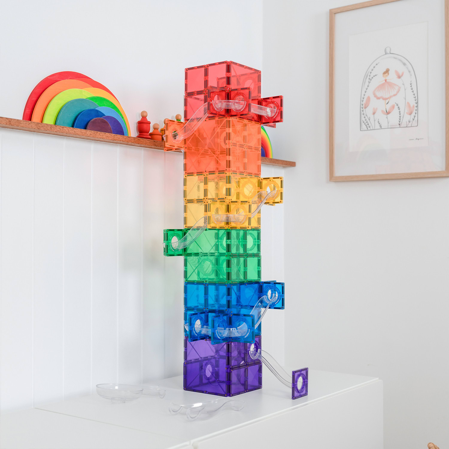Connetix Magnetic Tiles Super Ball Run Pack, 134 Pieces - Image 4