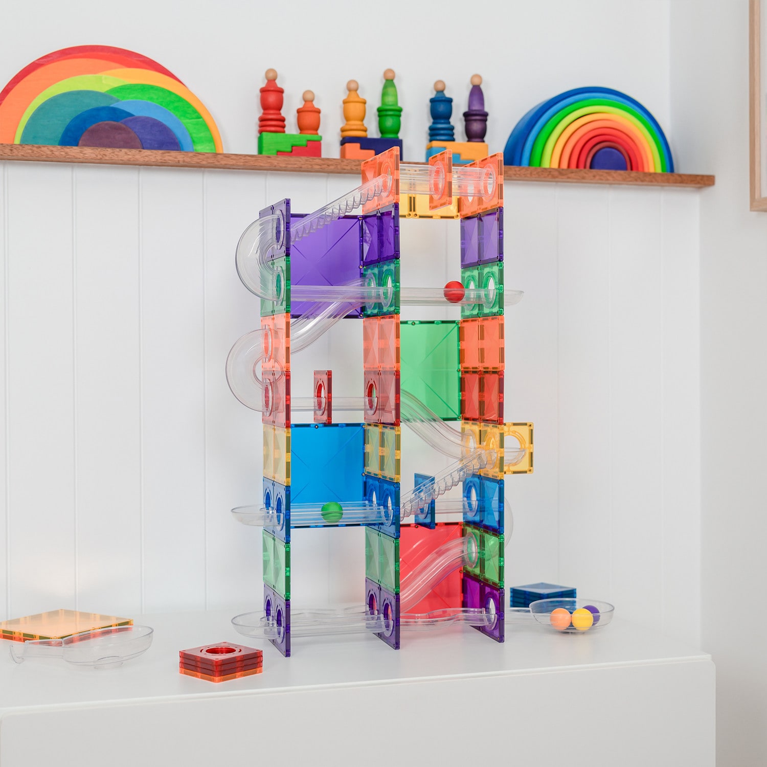 Connetix Magnetic Tiles Super Ball Run Pack, 134 Pieces - Image 5