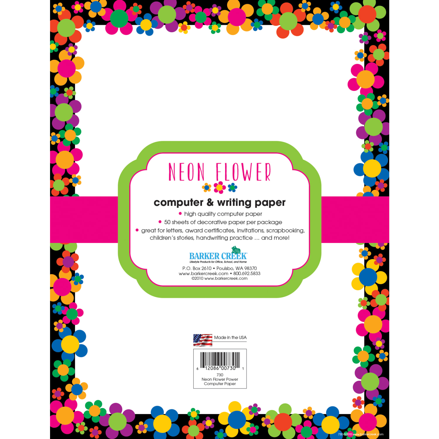 Barker Creek Computer Paper, 8 1/2in x 11in, Neon Flower Power, Pack Of 50 Sheets - Image 3