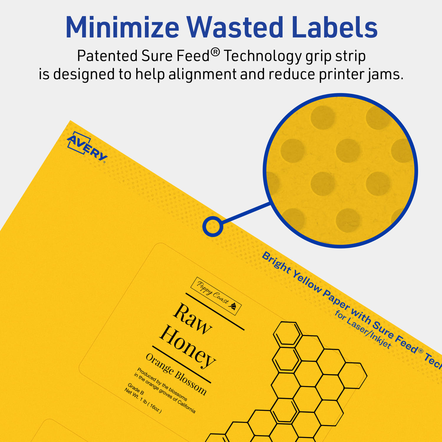 Avery Print-To-The-Edge Labels With Sure Feed Technology, 94245-BYP20, Rectangle, 2-1/2in x 4in, Matte Bright Yellow, Pack of 60 - Image 5
