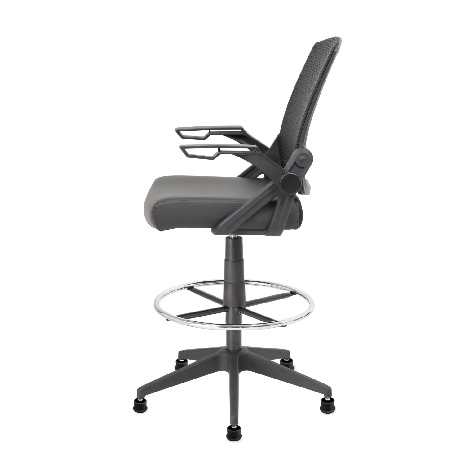 Boss Office Products Flip Arm Mesh Drafting Stool With Back, Black - Image 5