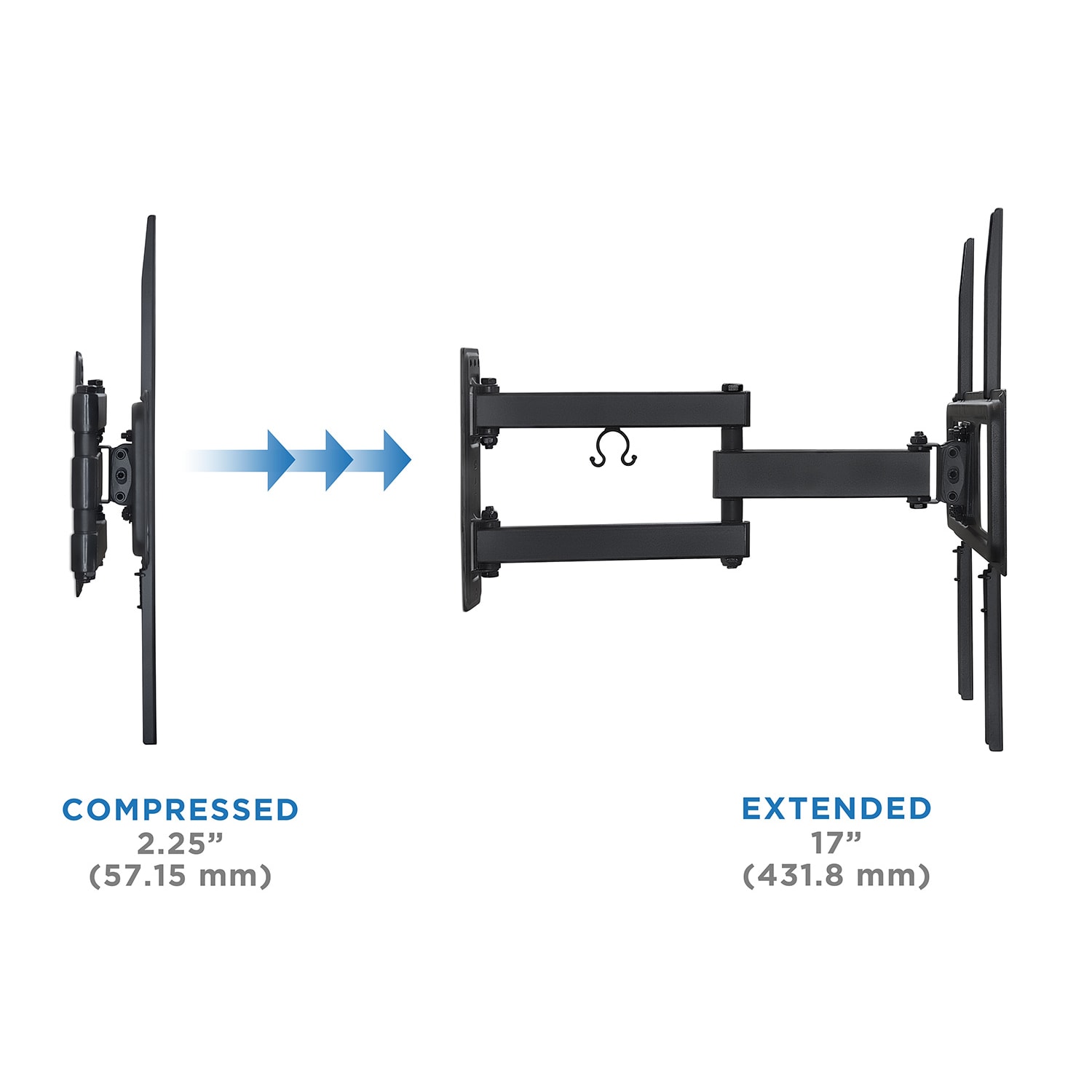 Mount-It! MI-3991B TV Wall Mount With Full Motion Articulating Arm For Screens 26 - 55in, 9-5/16inH x 19-1/4inW x 2-1/2inD, Black - Image 4