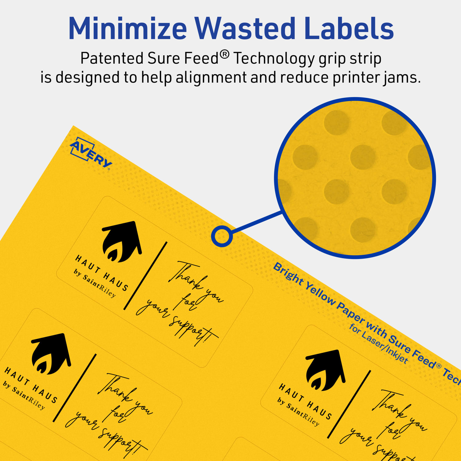 Avery Print-To-The-Edge Labels With Sure Feed Technology And Easy Peel, 94230-BYP40, Rectangle, 1-1/2in x 2-3/4in, Matte Bright Yellow, Pack of 400 - Image 5