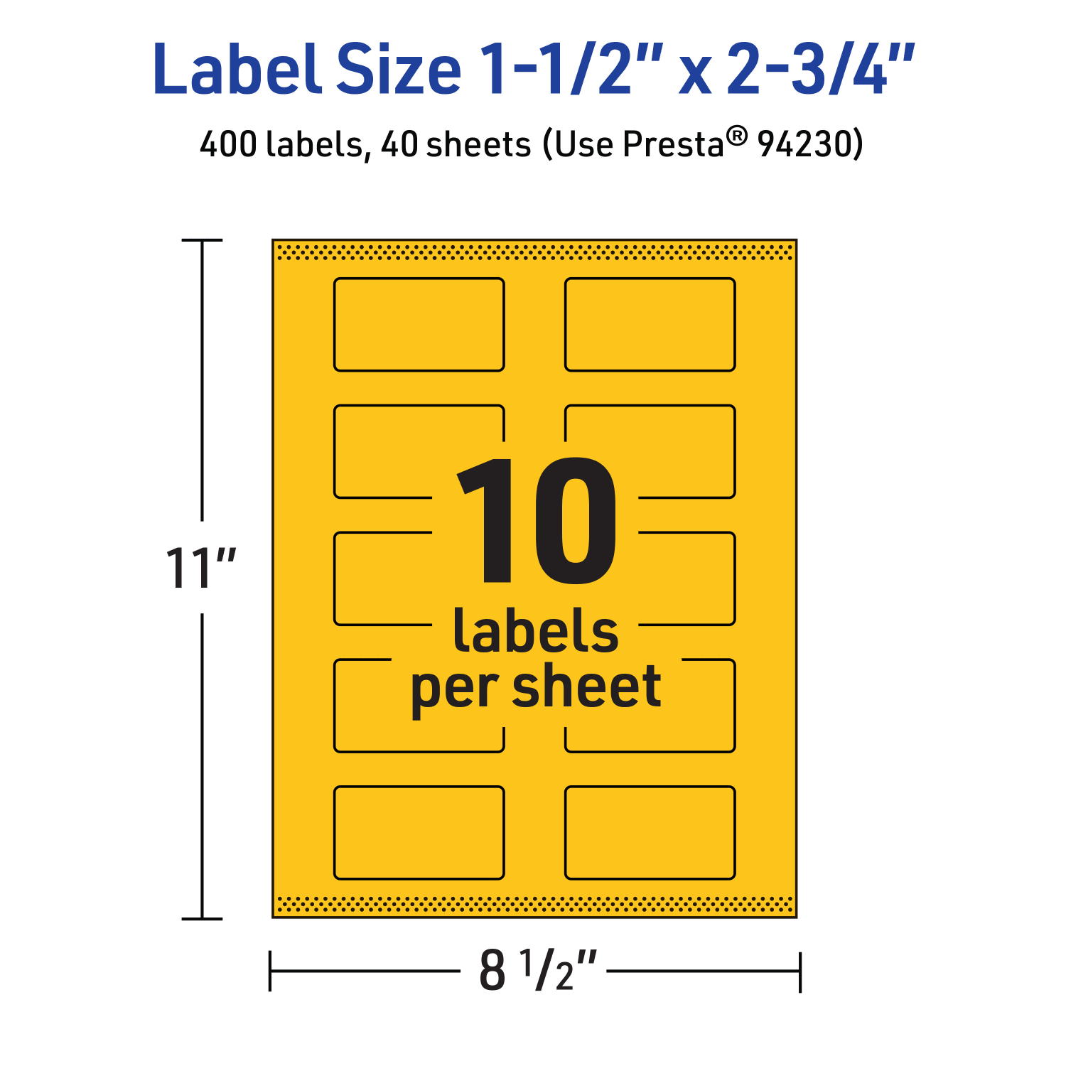 Avery Print-To-The-Edge Labels With Sure Feed Technology And Easy Peel, 94230-BYP40, Rectangle, 1-1/2in x 2-3/4in, Matte Bright Yellow, Pack of 400 - Image 6