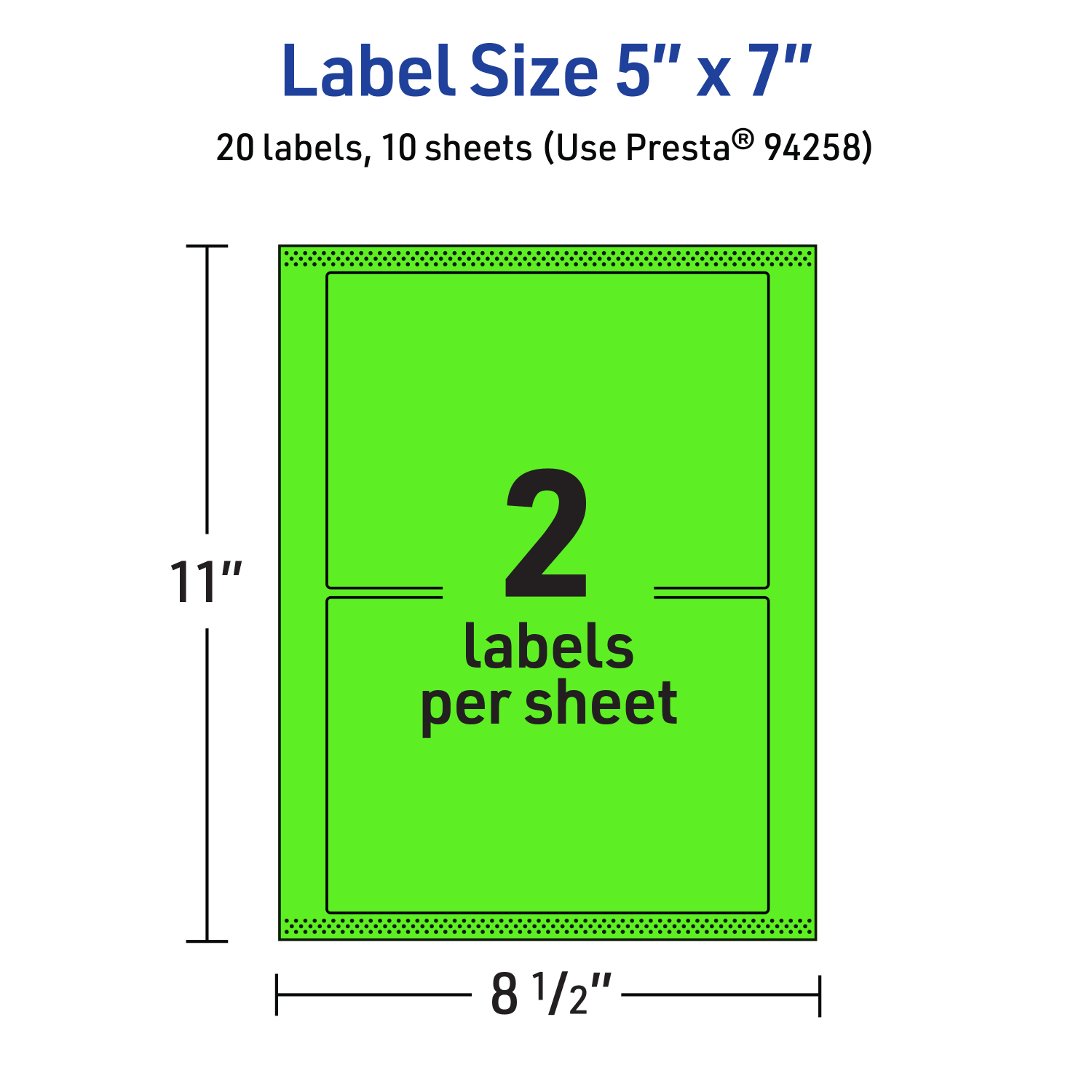 Avery Printable Labels With Sure Feed Technology, 94258-NGP10, Rectangle, 5in x 7in, Matte Neon Green, Pack of 20 - Image 6