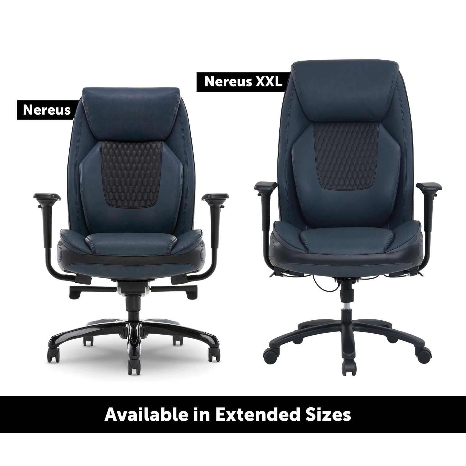 Shaquille O-Neal Nereus Ergonomic Bonded Leather High-Back Executive Office Chair, Navy - Image 6