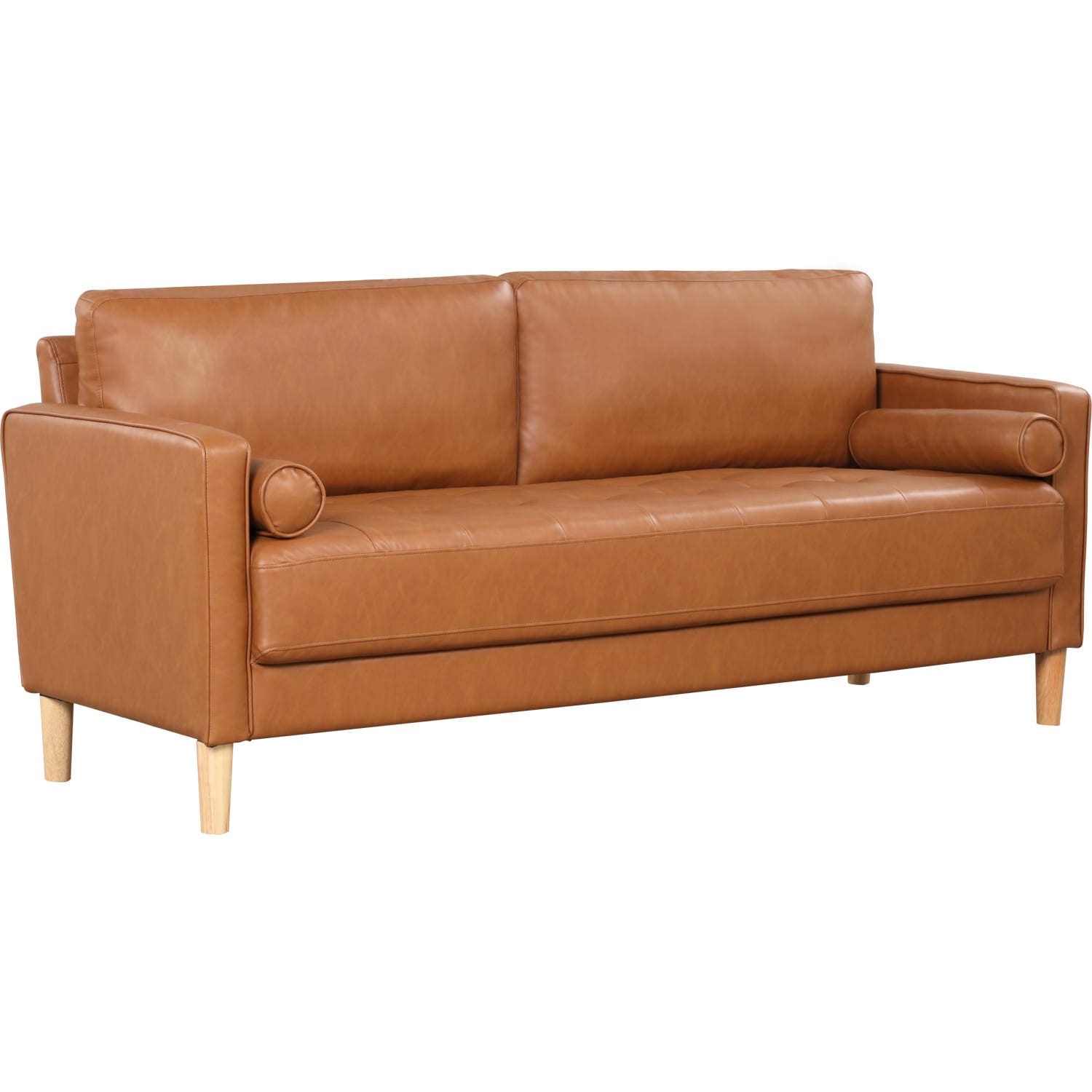 Lifestyle Solutions Lyla Faux Leather Sofa, Caramel - Image 3