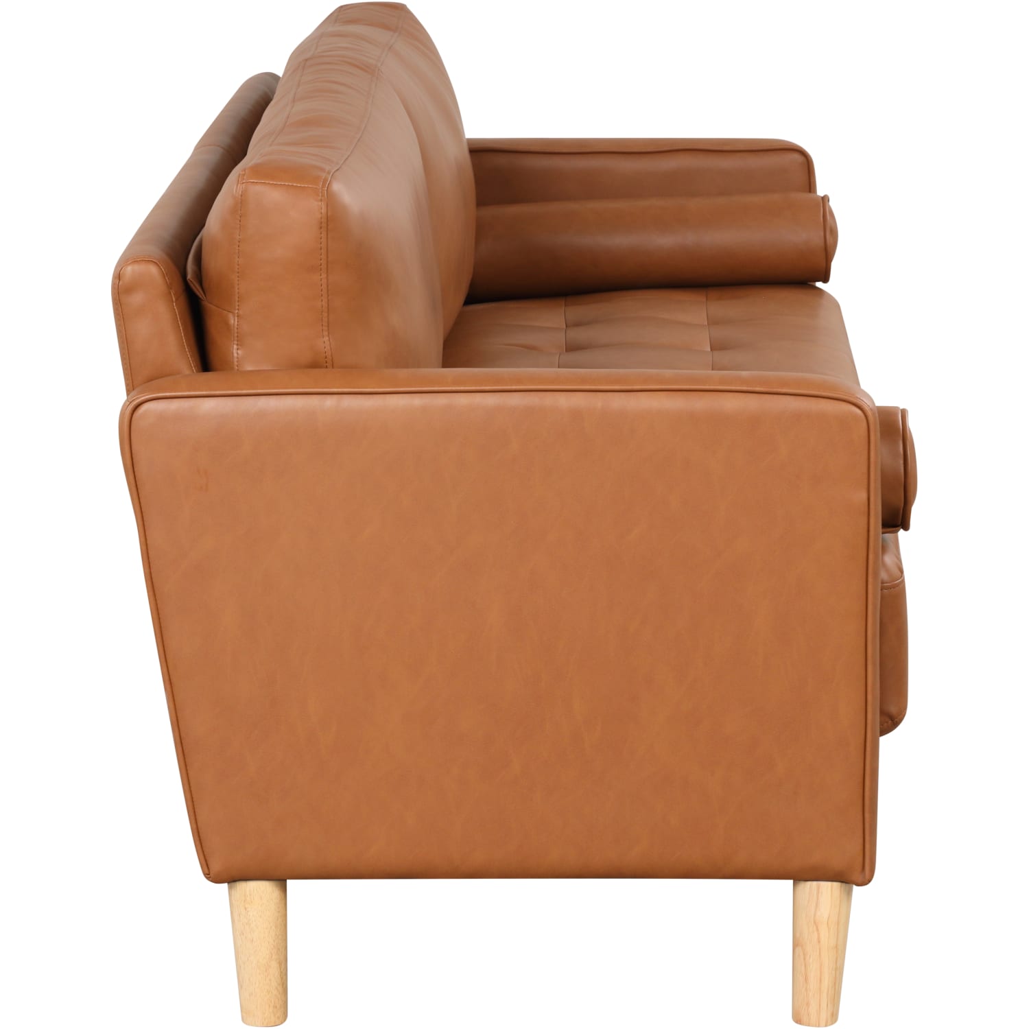 Lifestyle Solutions Lyla Faux Leather Sofa, Caramel - Image 4