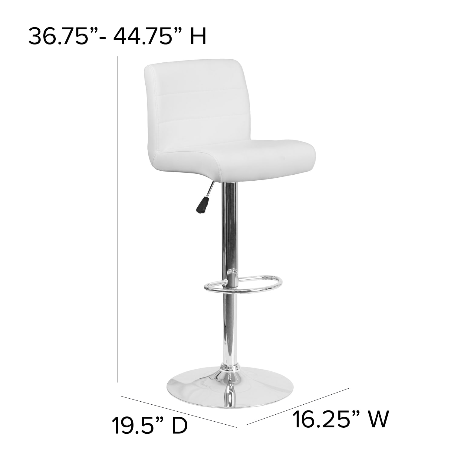 Flash Furniture Contemporary Vinyl Adjustable Height Barstool with Rolled Seat and Chrome Base White PopularChairscom Flash Furniture Contemporary Vinyl Adjustable Height Barstool with Rolled Seat and Chrome Base White PopularChairscom