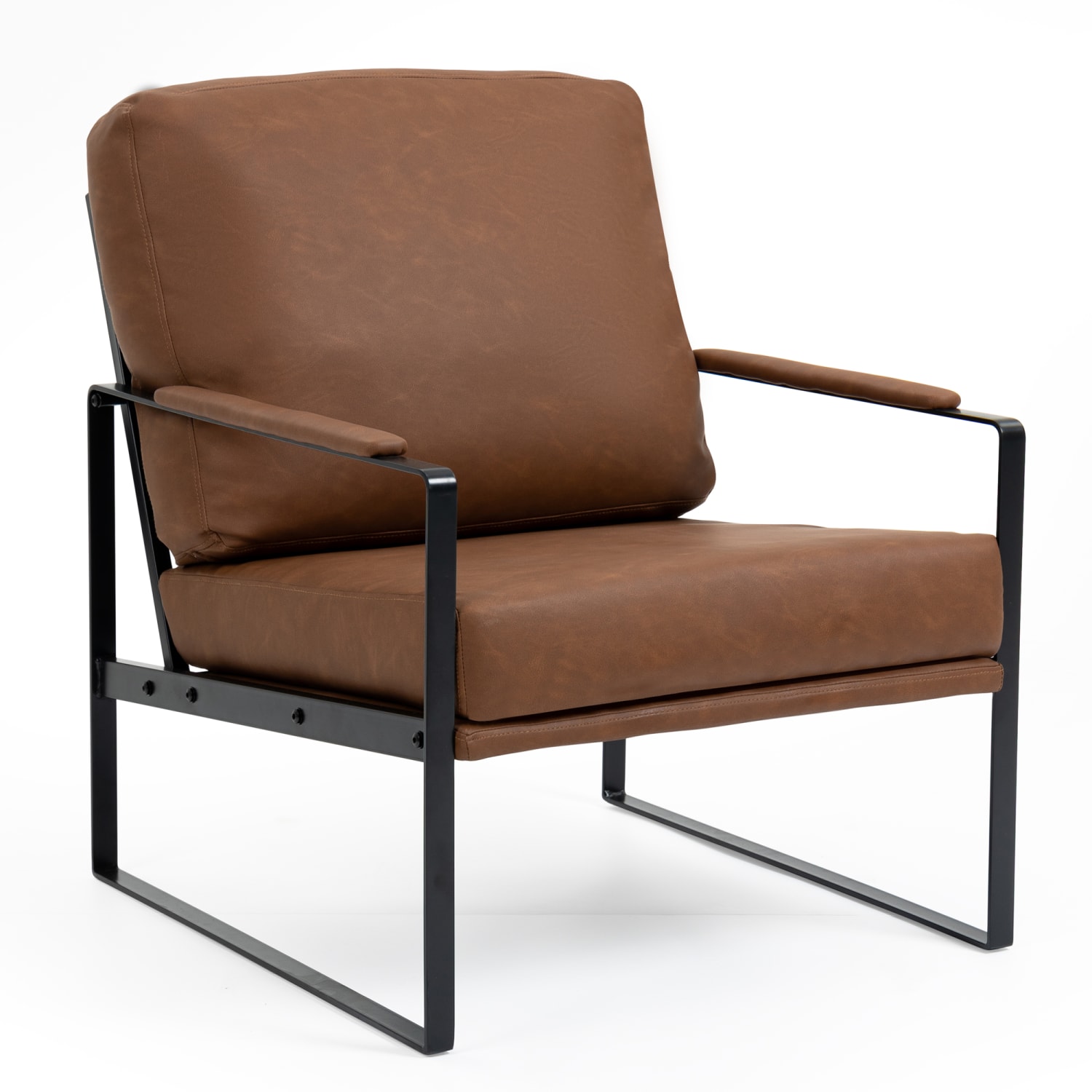 Glamour Home Ayume Faux Leather Accent Chair, Brown/Black - Image 4