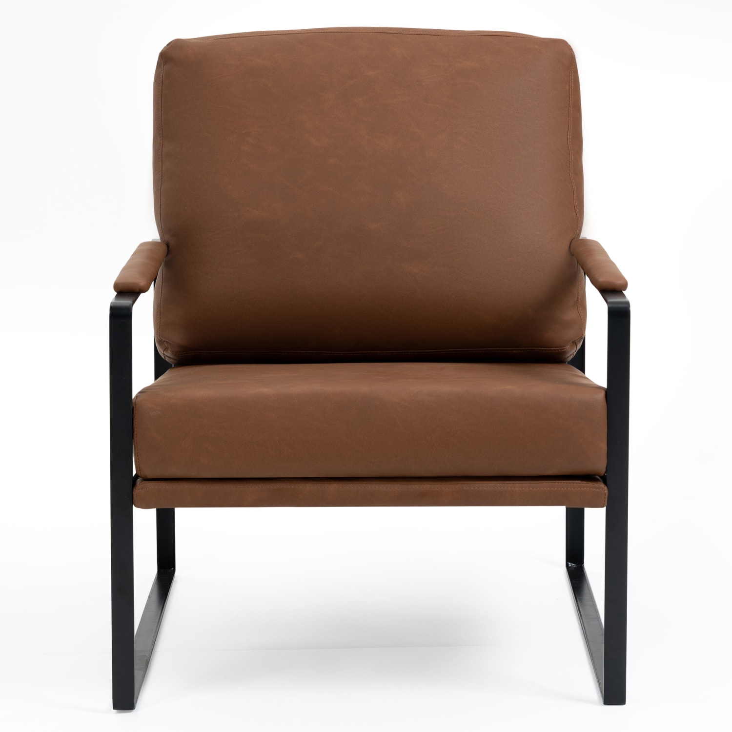 Glamour Home Ayume Faux Leather Accent Chair, Brown/Black - Image 5