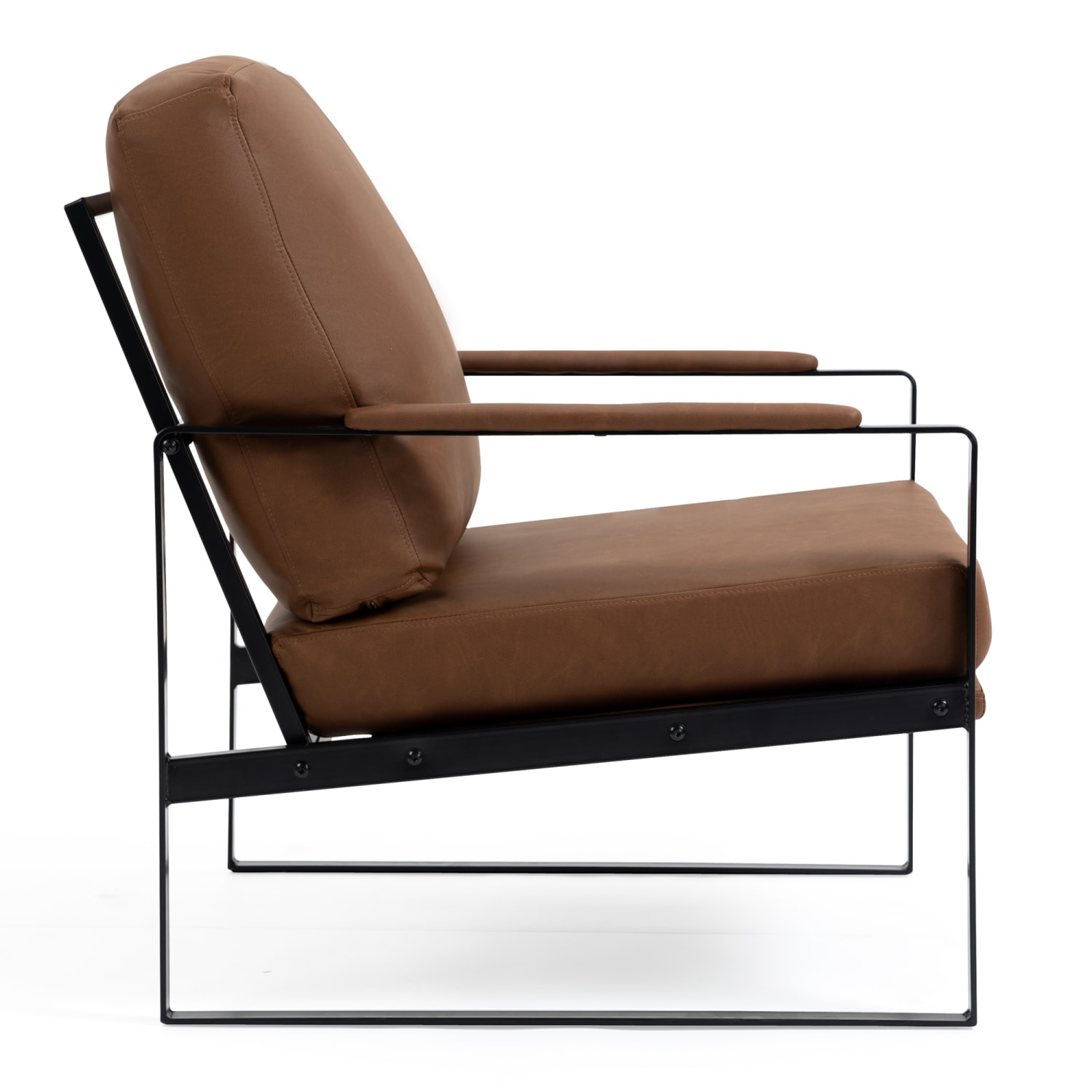 Glamour Home Ayume Faux Leather Accent Chair, Brown/Black - Image 6