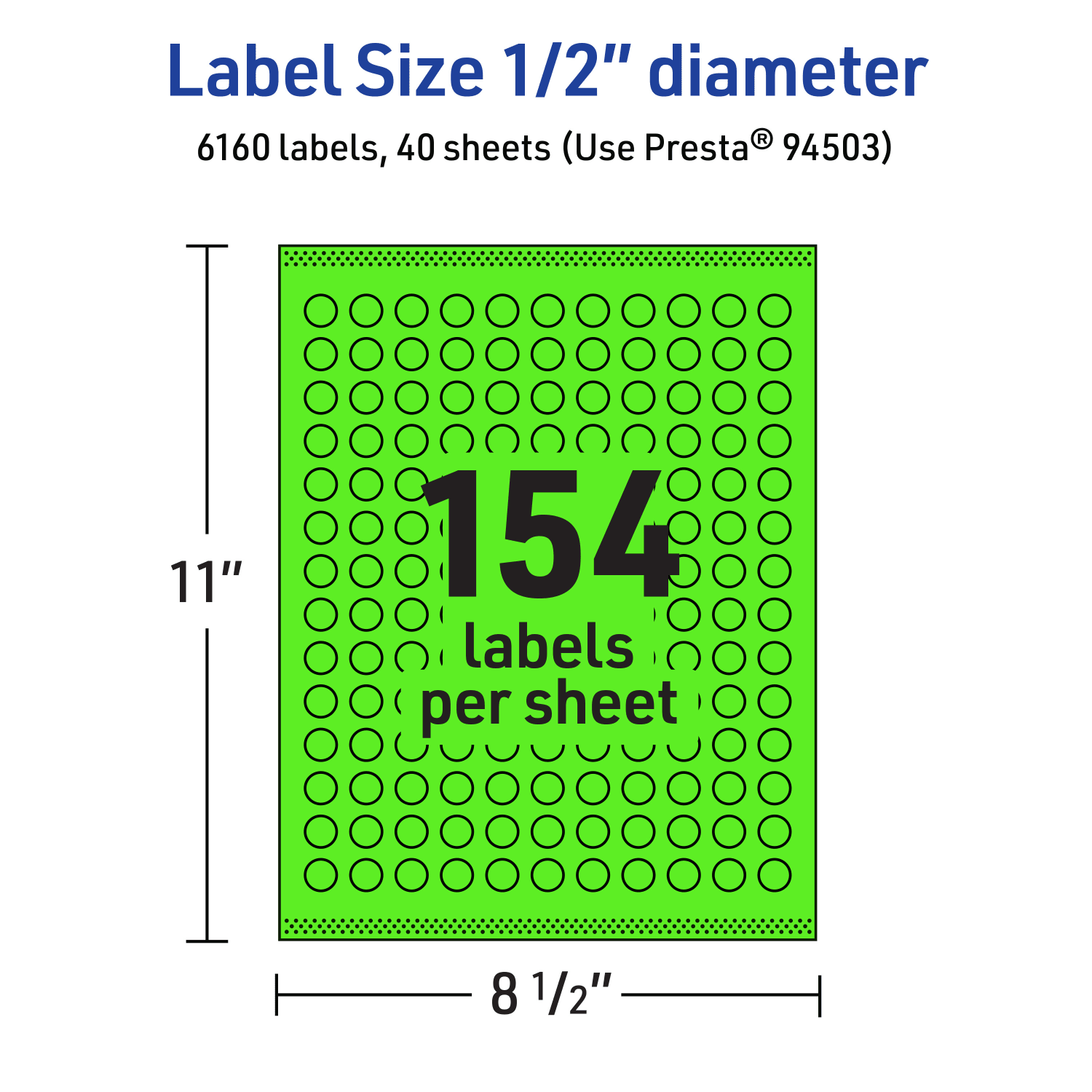 Avery Print-To-The-Edge Labels With Sure Feed Technology, 94503-NGP40, Round, 1/2in, Matte Neon Green, Pack of 6160 - Image 6