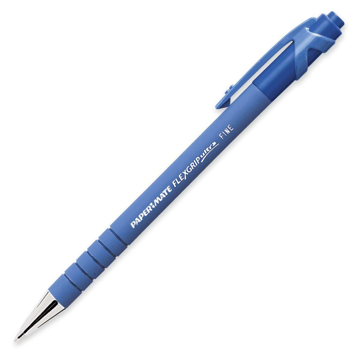 Paper Mate FlexGrip Ultra Retractable Pens, Fine Point, 0.8 mm, Blue Barrel, Blue Ink, Pack Of 12 - Image 6
