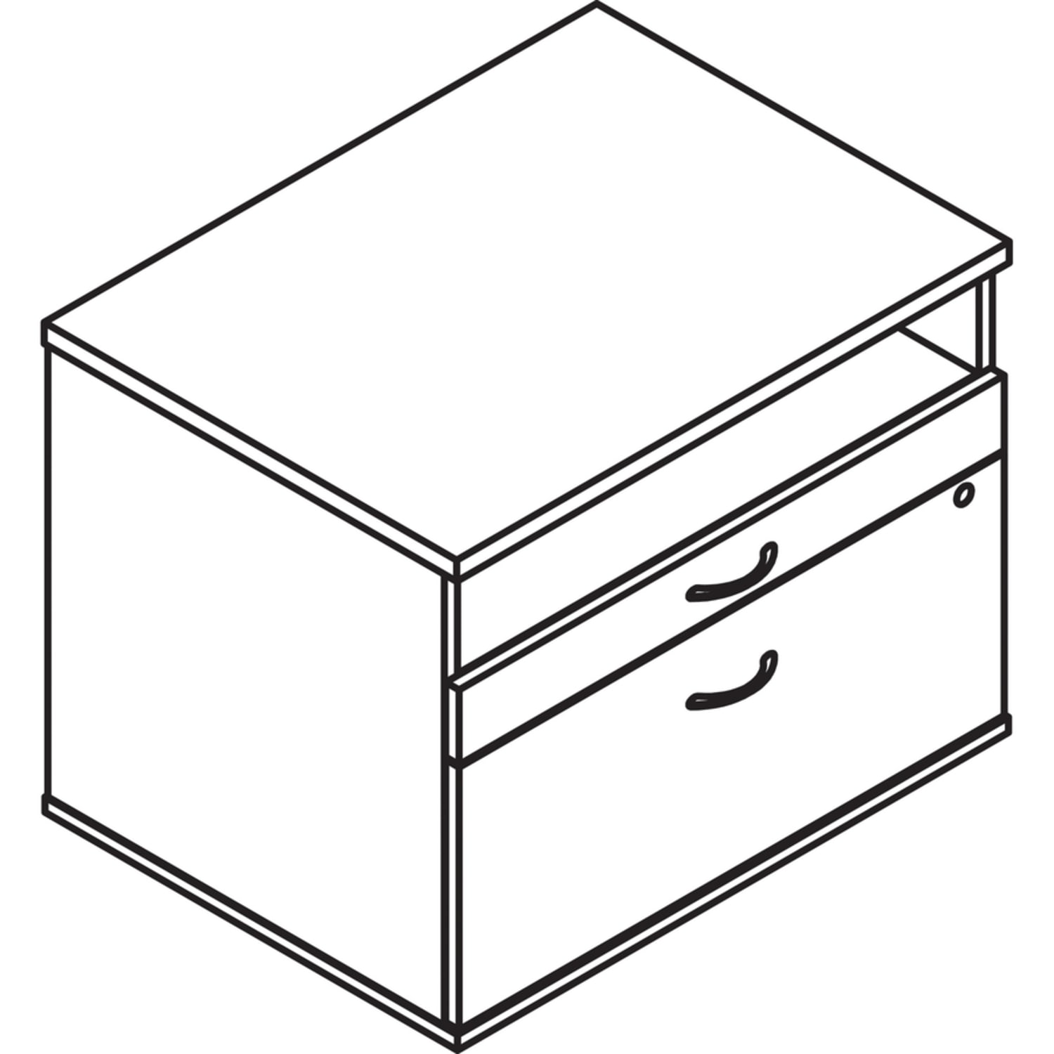 Lorell Relevance 30inW File Cabinet Computer Desk Credenza With Open Shelf, Walnut - Image 5