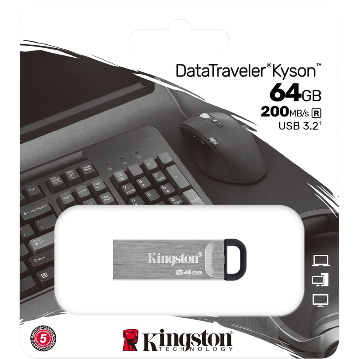 Kingston DataTraveler Kyson 64GB USB 3.2 (Gen 1) Type A Flash Drive - 64 GB - USB 3.2 (Gen 1) Type A - DTKN64GB - Image 4