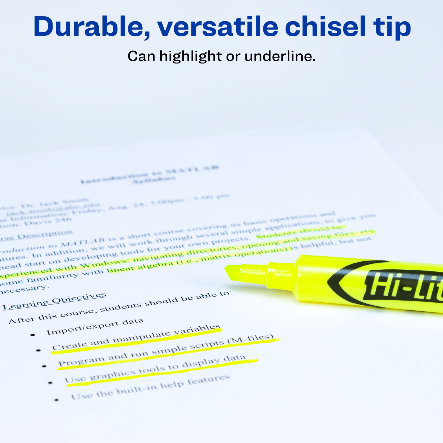 Avery Hi-Liter SmearSafe Highlighters, Chisel Tip, Desk-Style, Flourescent Yellow, Pack Of 12 Highlighters - Image 4