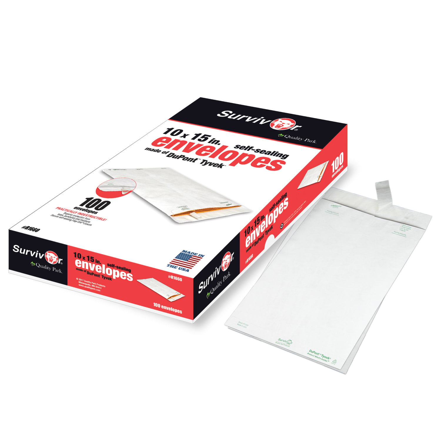 Quality Park Tyvek Envelopes, 10in x 15in, White, Box Of 100 - Image 5
