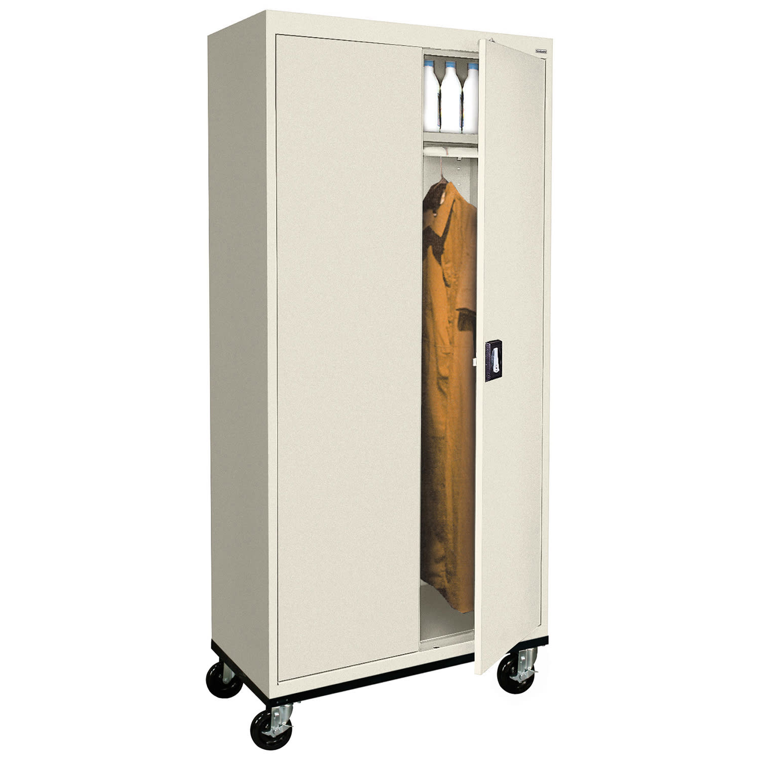 Sandusky Transport Series 36inW Heavy-Duty Mobile Wardrobe Storage Cabinet, Putty