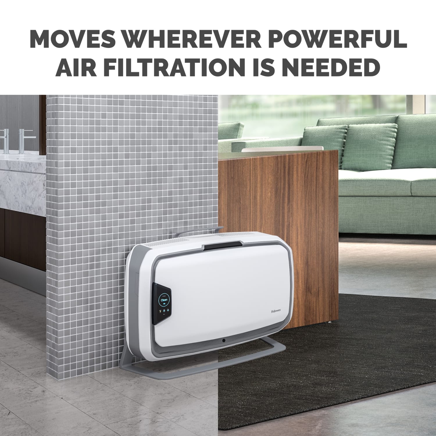 Fellowes Array Stand AS2 Air Purifier, 3,000 Sq. Ft. Coverage, 22-3/4inH x 10-11/16inW x 34-13/16inD, White/Silver - Image 3