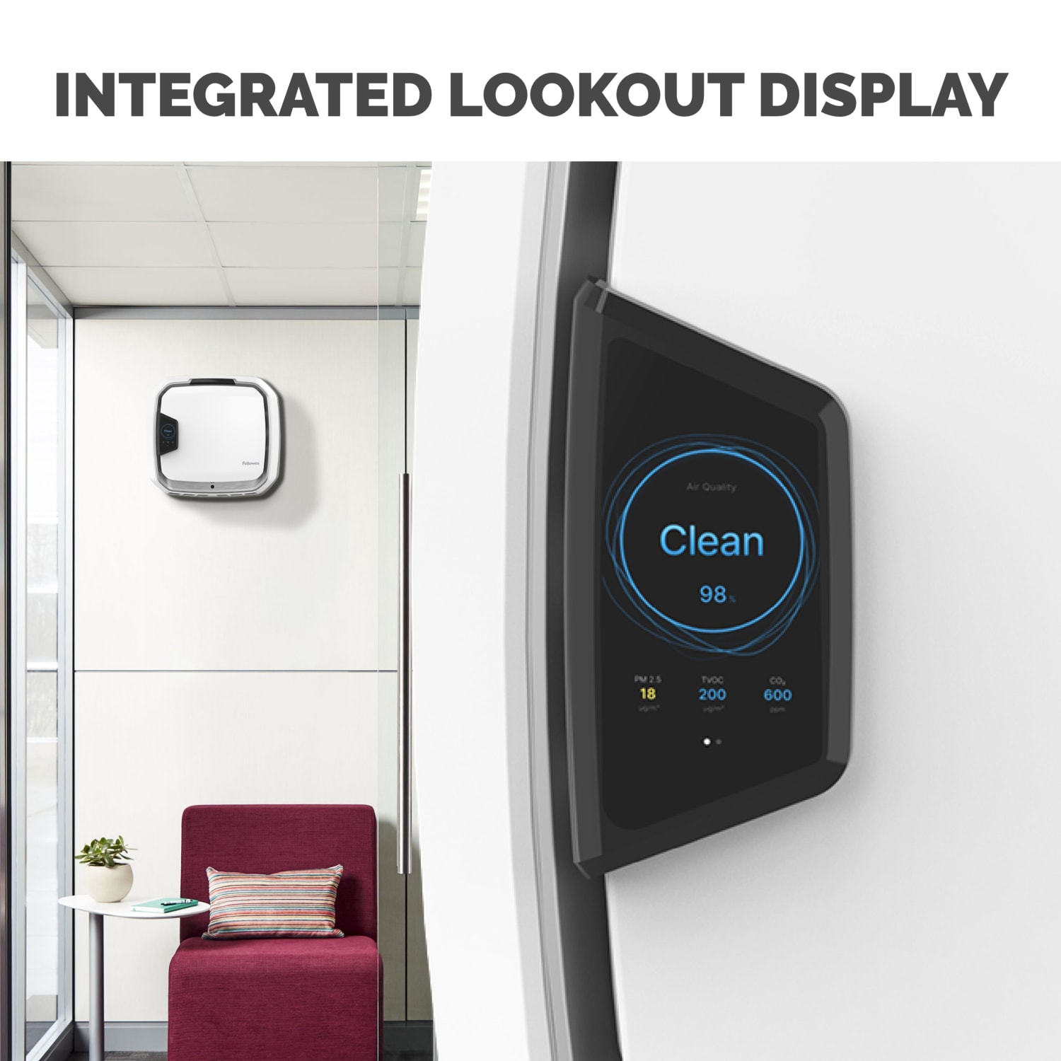 Fellowes Array Wall AW1 H13 True HEPA Wall-Mounted Air Purifier, 1,800 Sq. Ft. Coverage, 19-1/2inH x 9-1/2inW x 21inD, White/Silver - Image 3