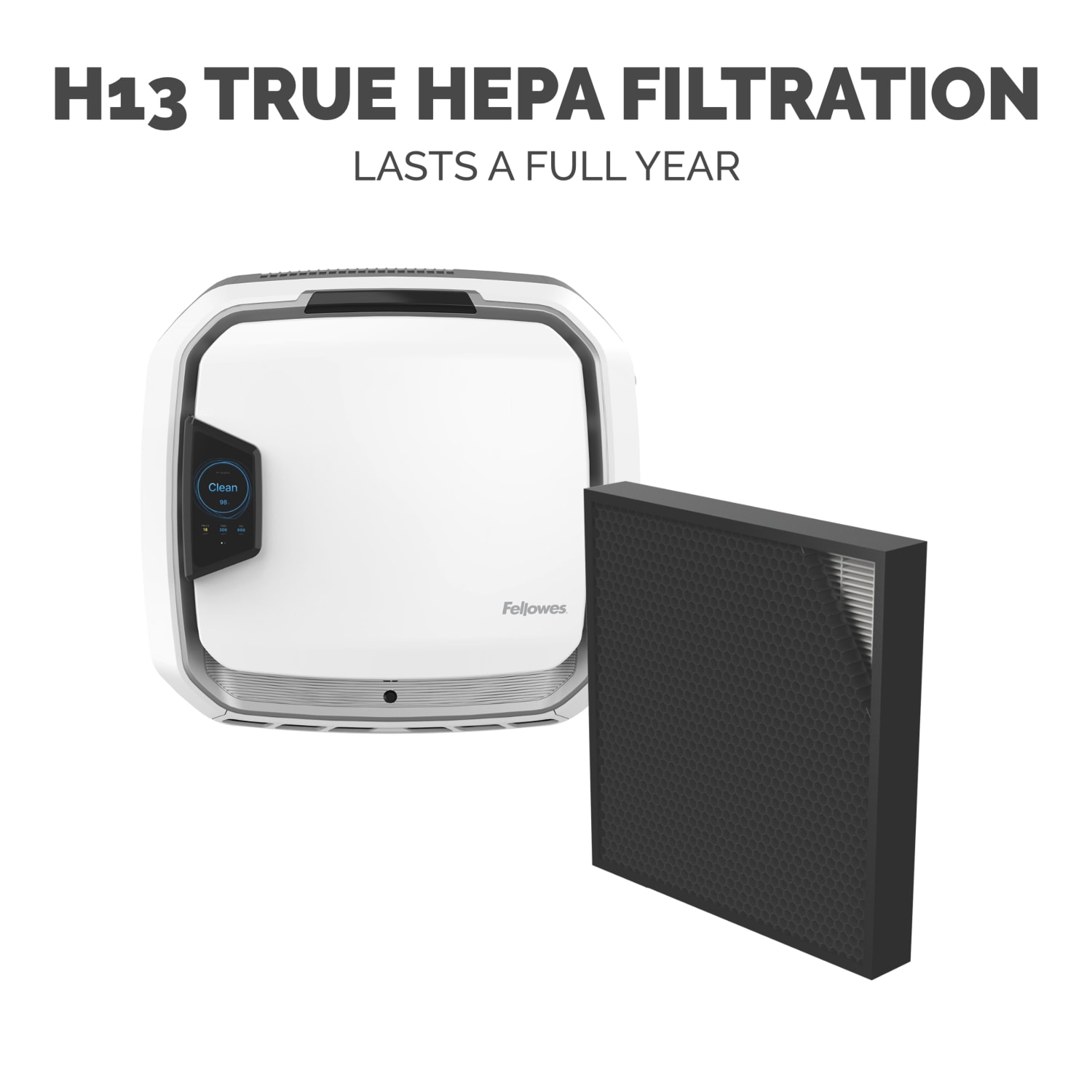 Fellowes Array Wall AW1 H13 True HEPA Wall-Mounted Air Purifier, 1,800 Sq. Ft. Coverage, 19-1/2inH x 9-1/2inW x 21inD, White/Silver - Image 4
