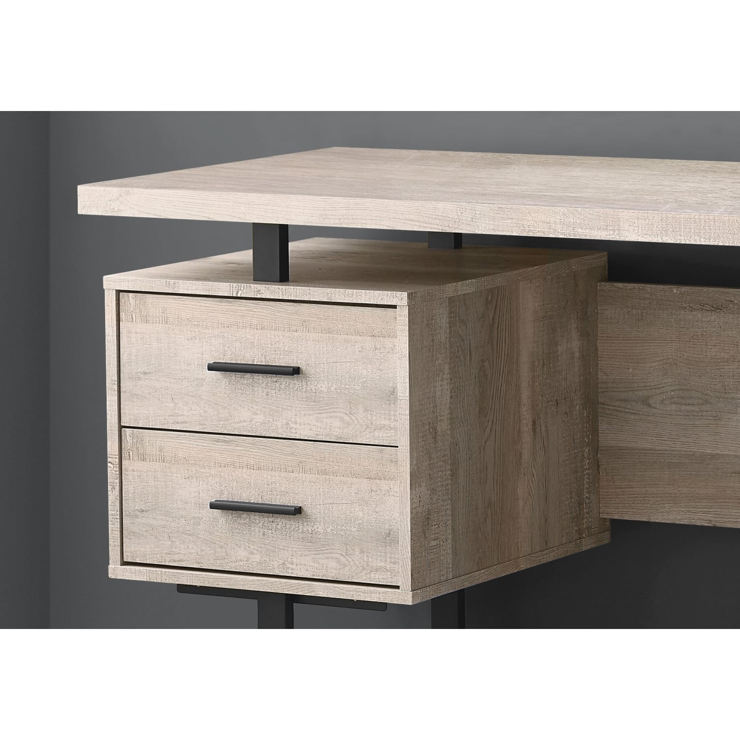 Monarch Specialties 60inW Floating-Top Computer Desk, Black/Taupe - Image 4