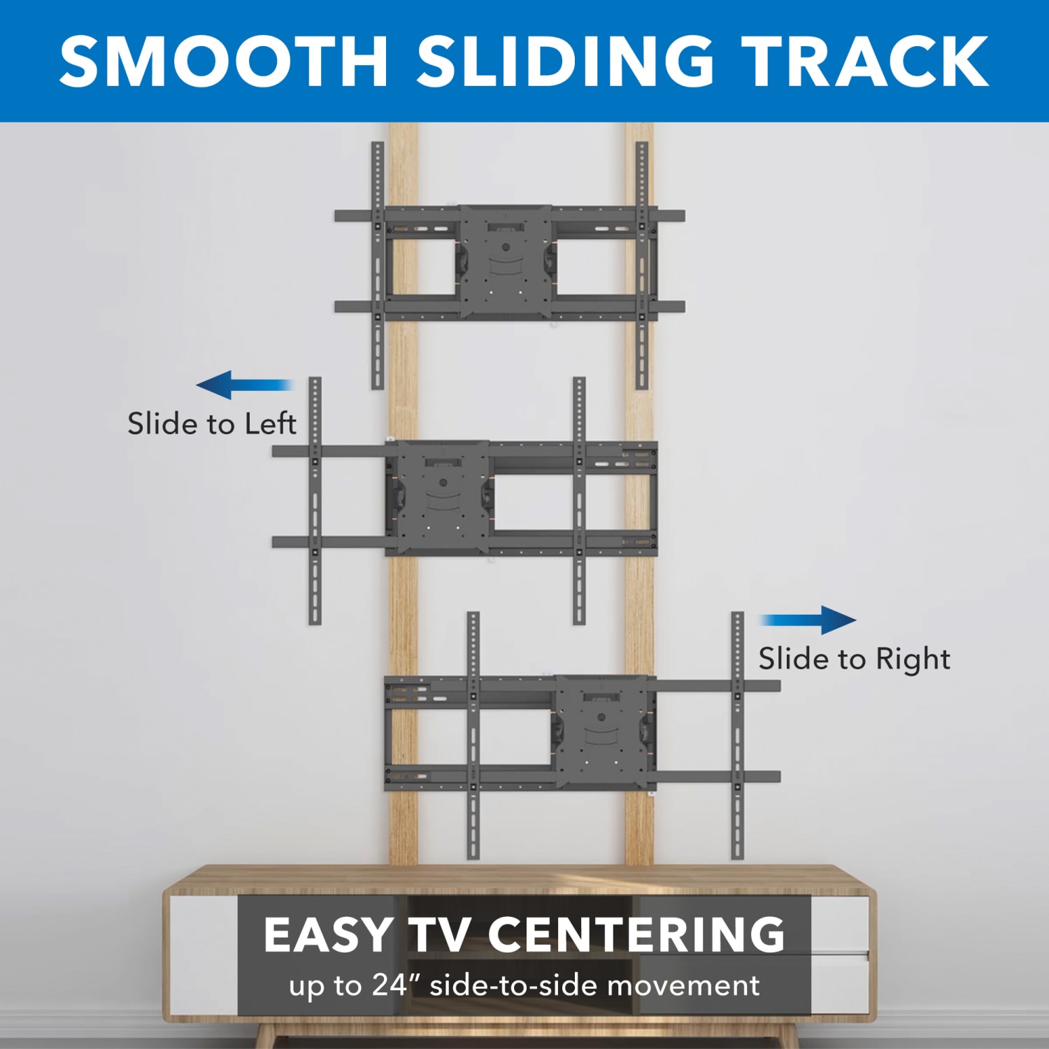 Mount-It! Heavy-Duty TV Wall Mount With Long Extension Arms For 60in-110in TVs, 11.5inH x 35inW x 8.25inD, Black - Image 4