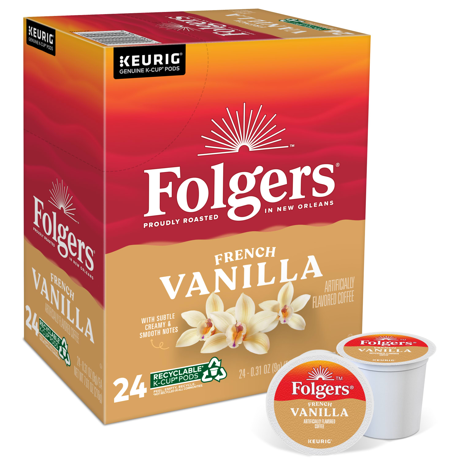 Folgers Gourmet Selections Single-Serve Coffee K-Cup, French Vanilla, Carton Of 24 - Image 3