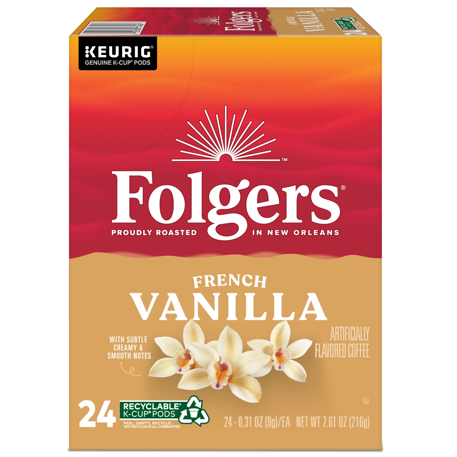 Folgers Gourmet Selections Single-Serve Coffee K-Cup, French Vanilla, Carton Of 24 - Image 4