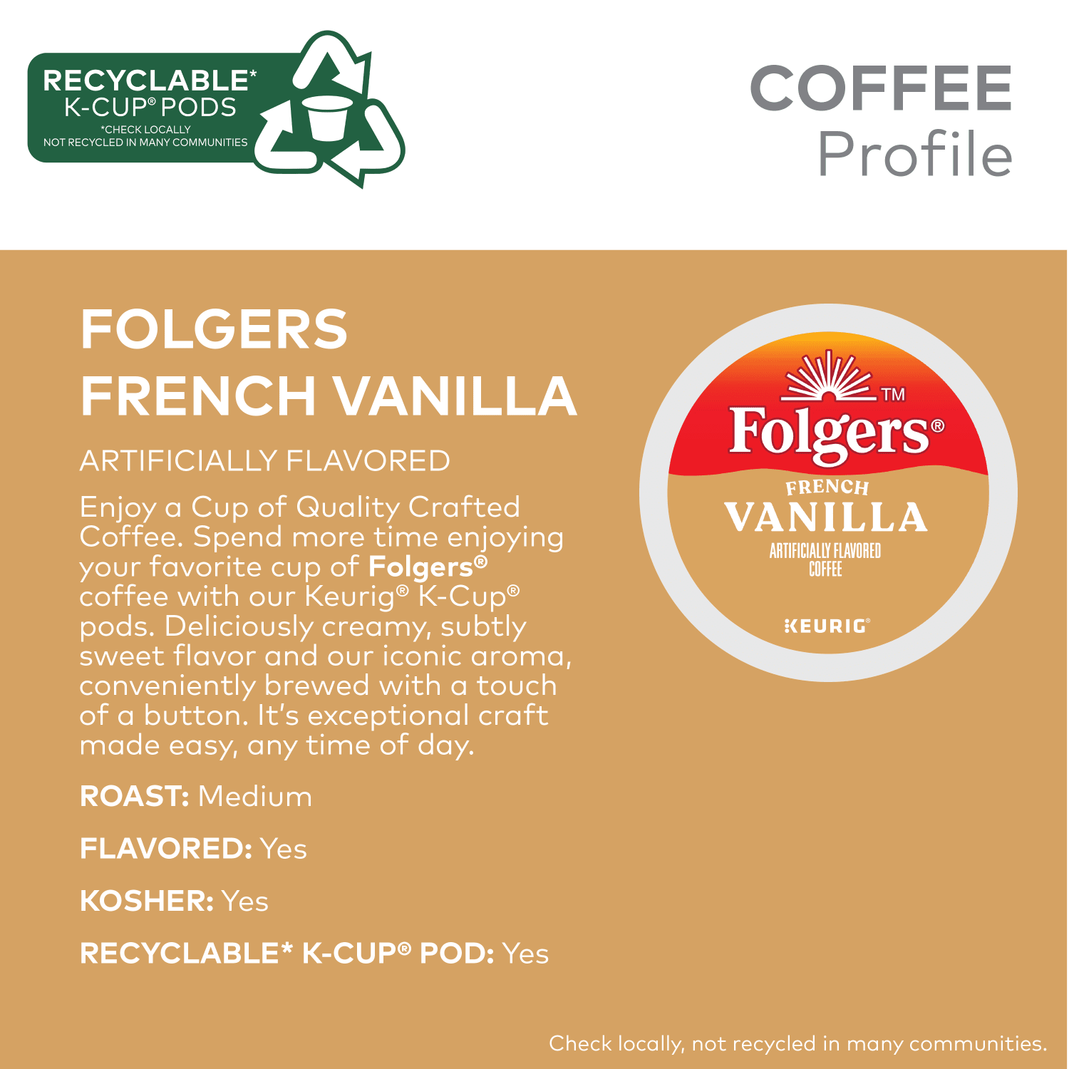 Folgers Gourmet Selections Single-Serve Coffee K-Cup, French Vanilla, Carton Of 24 - Image 6