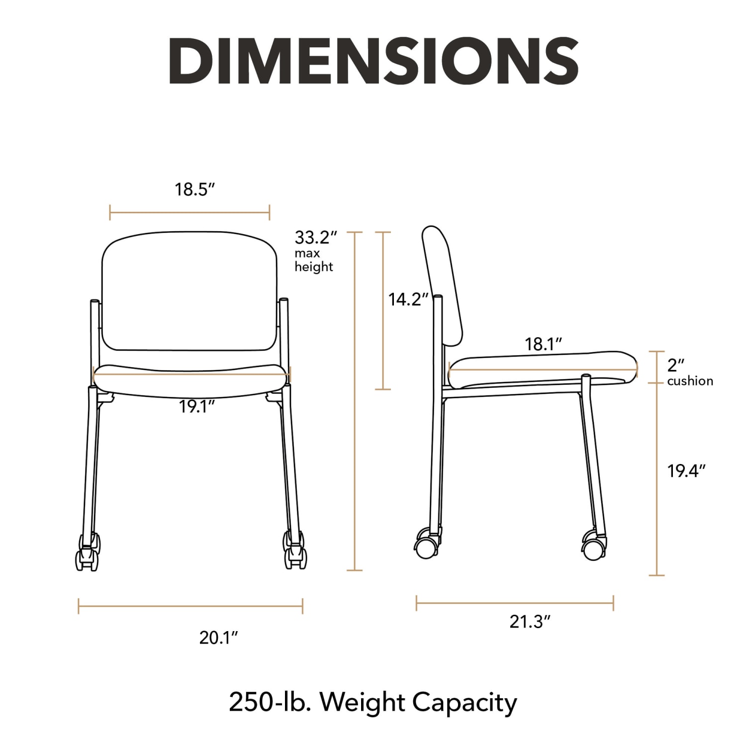 HON Scatter Stacking Guest Chair, Armless, Fabric, Black - Image 3
