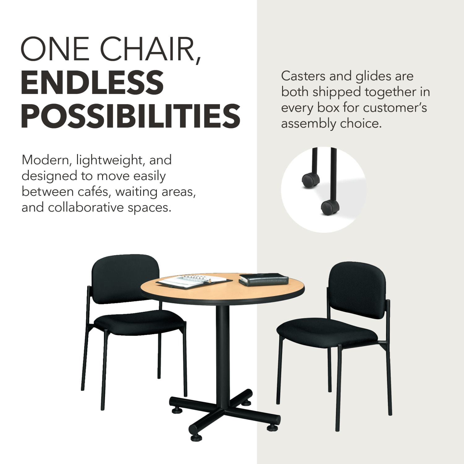HON Scatter Stacking Guest Chair, Armless, Fabric, Black - Image 5