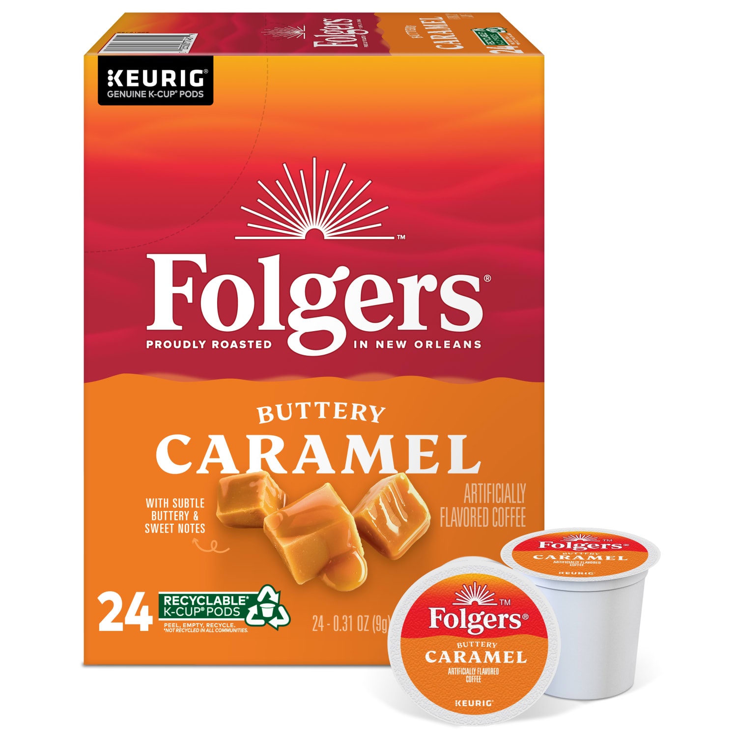 Folgers Keurig Single Serve K-Cup Pods, Buttery Caramel, 24ct - Image 4