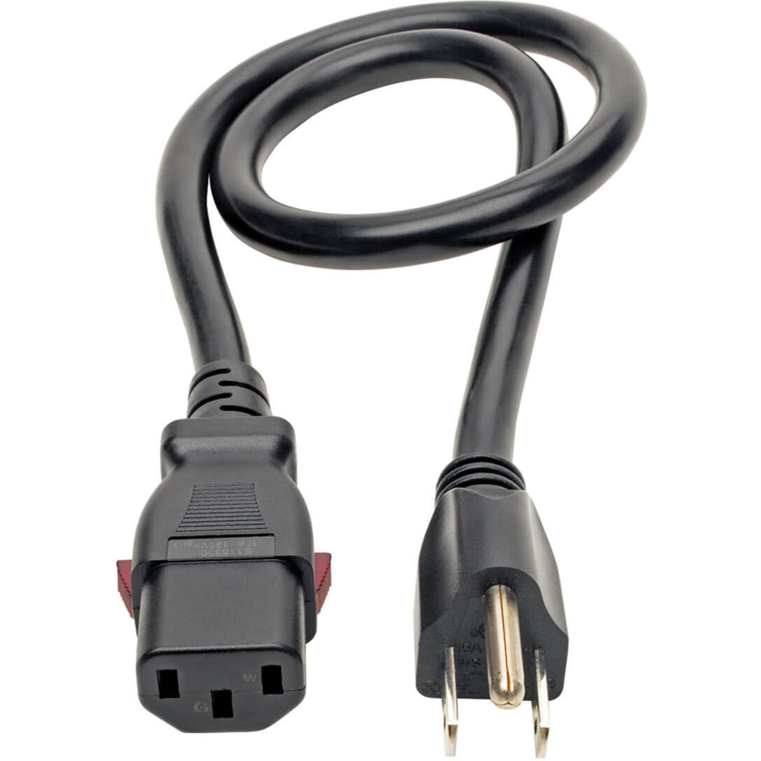 Eaton Tripp Lite Series Computer Power Cord, NEMA 5-15P to Locking C13 - Heavy-Duty, 15A, 125V, 14 AWG, 3 ft. (0.91 m), Black - Power cable - power IEC 60320 C13 locking to NEMA 5-15P (M) - AC 125 V - 15 A - 3 ft - black - Image 3