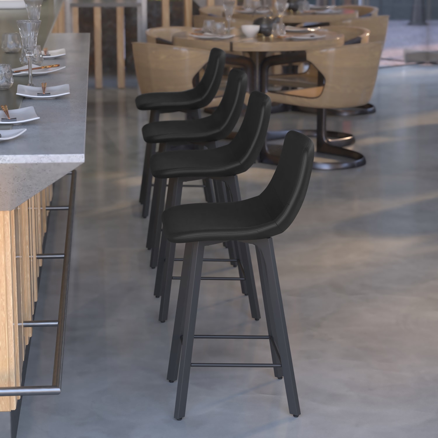 Flash Furniture Caleb Modern Armless Commercial Grade Counter Height Stools Black Set Of 2 Stools PopularChairscom