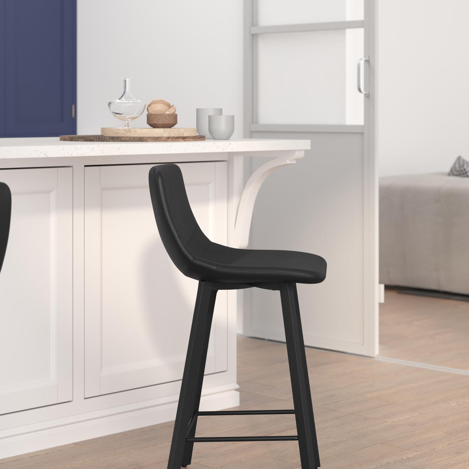 Flash Furniture Caleb Modern Armless Commercial Grade Counter Height Stools Black Set Of 2 Stools PopularChairscom